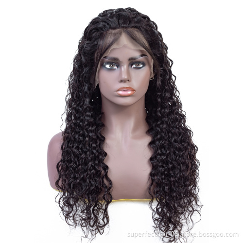 150% Density 100%  Brazilian Human Hair  Water Wave Wig With Baby Hair  Pre Plucked Natural Hairline  Lace Front Wigs